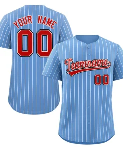 Custom Light Blue Red-Royal Stripe Fashion Authentic Baseball Jersey
