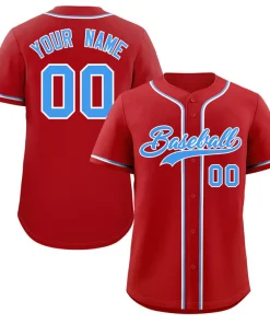 Custom Red Powder Blue-White Classic Style Authentic Baseball Jersey