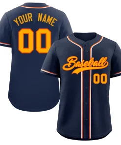 Custom Navy Yellow-Orange Classic Style Authentic Baseball Jersey