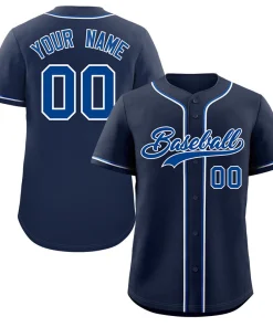 Custom Navy Royal-White Classic Style Authentic Baseball Jersey