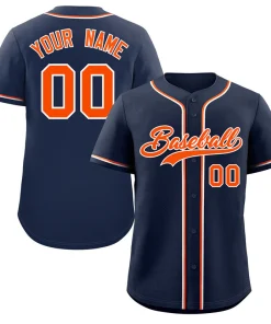 Custom Navy Orange-White Classic Style Authentic Baseball Jersey