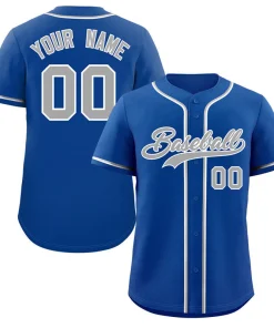 Custom Royal Gray-White Classic Style Authentic Baseball Jersey