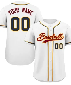 Custom White Crimson-Yellow Classic Style Authentic Baseball Jersey
