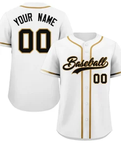 Custom White Black-Old Gold Classic Style Authentic Baseball Jersey
