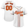 Custom White Orange-Black Classic Style Authentic Baseball Jersey