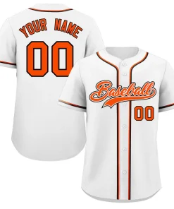 Custom White Orange-Black Classic Style Authentic Baseball Jersey