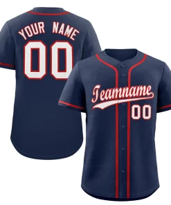 Custom Navy White-Red Classic Style Authentic Baseball Jersey