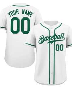 Custom White Green Classic Style Authentic Baseball Jersey
