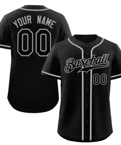 Custom Black Gray Classic Style Authentic Baseball Jersey