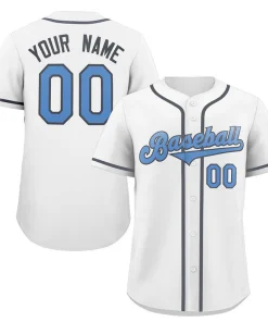 Custom White Powder Blue-Navy Classic Style Authentic Baseball Jersey