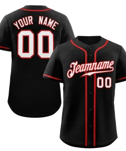 Custom Black White-Red Classic Style Authentic Baseball Jersey