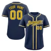 Custom Navy Yellow-White Classic Style Authentic Baseball Jersey
