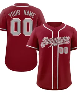 Custom Crimson Gray-White Classic Style Authentic Baseball Jersey