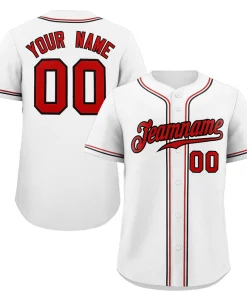 Custom White Red-Black Classic Style Authentic Baseball Jersey