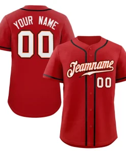 Custom Red White-Black Classic Style Authentic Baseball Jersey