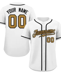 Custom White Old Gold-Black Classic Style Authentic Baseball Jersey