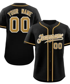 Custom Black Old Gold-White Classic Style Authentic Baseball Jersey
