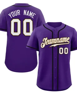 Custom Purple White-Black Classic Style Authentic Baseball Jersey