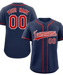 Custom Navy Red-White Classic Style Authentic Baseball Jersey