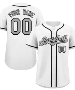 Custom White Gray-Black Classic Style Authentic Baseball Jersey