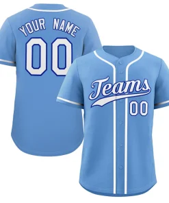 Custom Powder Blue White-Navy Classic Style Authentic Baseball Jersey