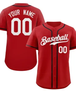 Custom Red White-Black Classic Style Authentic Baseball Jersey