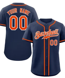 Custom Navy Orange-White Classic Style Authentic Baseball Jersey