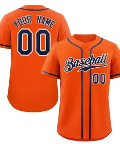 Custom Orange Navy-White Classic Style Authentic Baseball Jersey