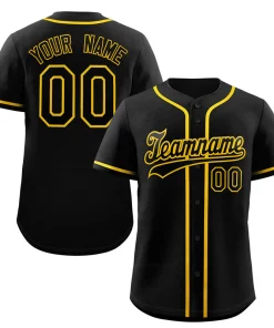 Custom Black Yellow Classic Style Authentic Baseball Jersey