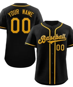 Custom Black Yellow Classic Style Authentic Baseball Jersey
