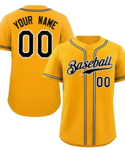 Custom Yellow Black-White Classic Style Authentic Baseball Jersey