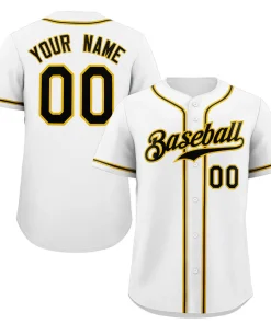 Custom White Black-Yellow Classic Style Authentic Baseball Jersey