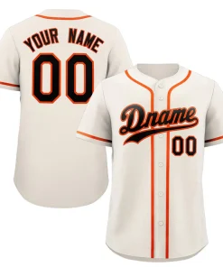 Custom Cream Black-Orange Classic Style Authentic Baseball Jersey