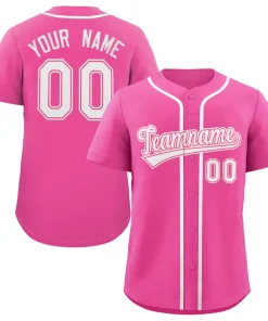 Custom Pink White-Pink Classic Style Authentic Baseball Jersey