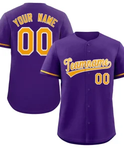 Custom Purple Yellow-White Classic Style Authentic Baseball Jersey