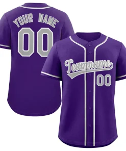 Custom Purple Gray-White Classic Style Authentic Baseball Jersey