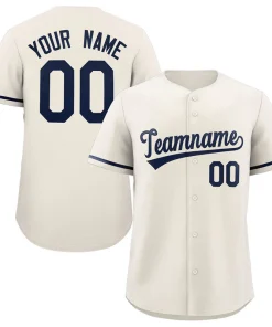 Custom Cream Navy Classic Style Authentic Baseball Jersey