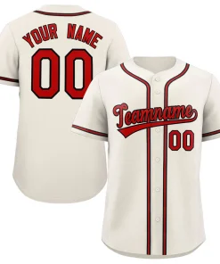 Custom Cream Red-Black Classic Style Authentic Baseball Jersey