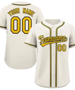Custom Cream Yellow-Black Classic Style Authentic Baseball Jersey