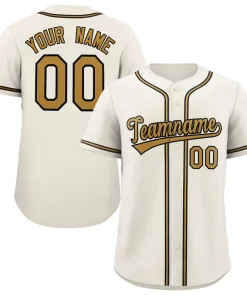 Custom Cream Old Gold-Black Classic Style Authentic Baseball Jersey