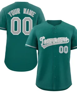Custom Teal Gray-White Classic Style Authentic Baseball Jersey