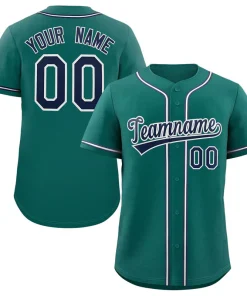 Custom Teal Navy-White Classic Style Authentic Baseball Jersey