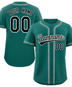 Custom Teal Black-White Classic Style Authentic Baseball Jersey