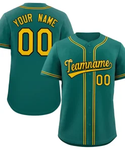 Custom Teal Yellow-Black Classic Style Authentic Baseball Jersey