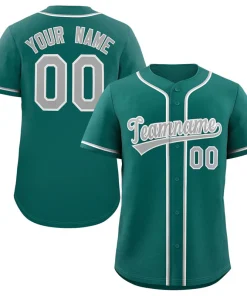 Custom Teal Gray-White Classic Style Authentic Baseball Jersey