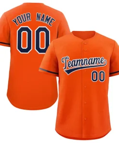 Custom Orange Navy-White Classic Style Authentic Baseball Jersey