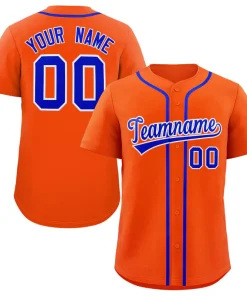 Custom Orange Royal-White Classic Style Authentic Baseball Jersey