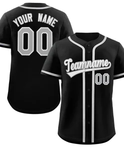 Custom Black White-Gray Classic Style Authentic Baseball Jersey