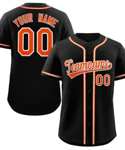 Custom Black Orange-White Classic Style Authentic Baseball Jersey