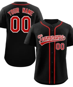 Custom Black Red-White Classic Style Authentic Baseball Jersey